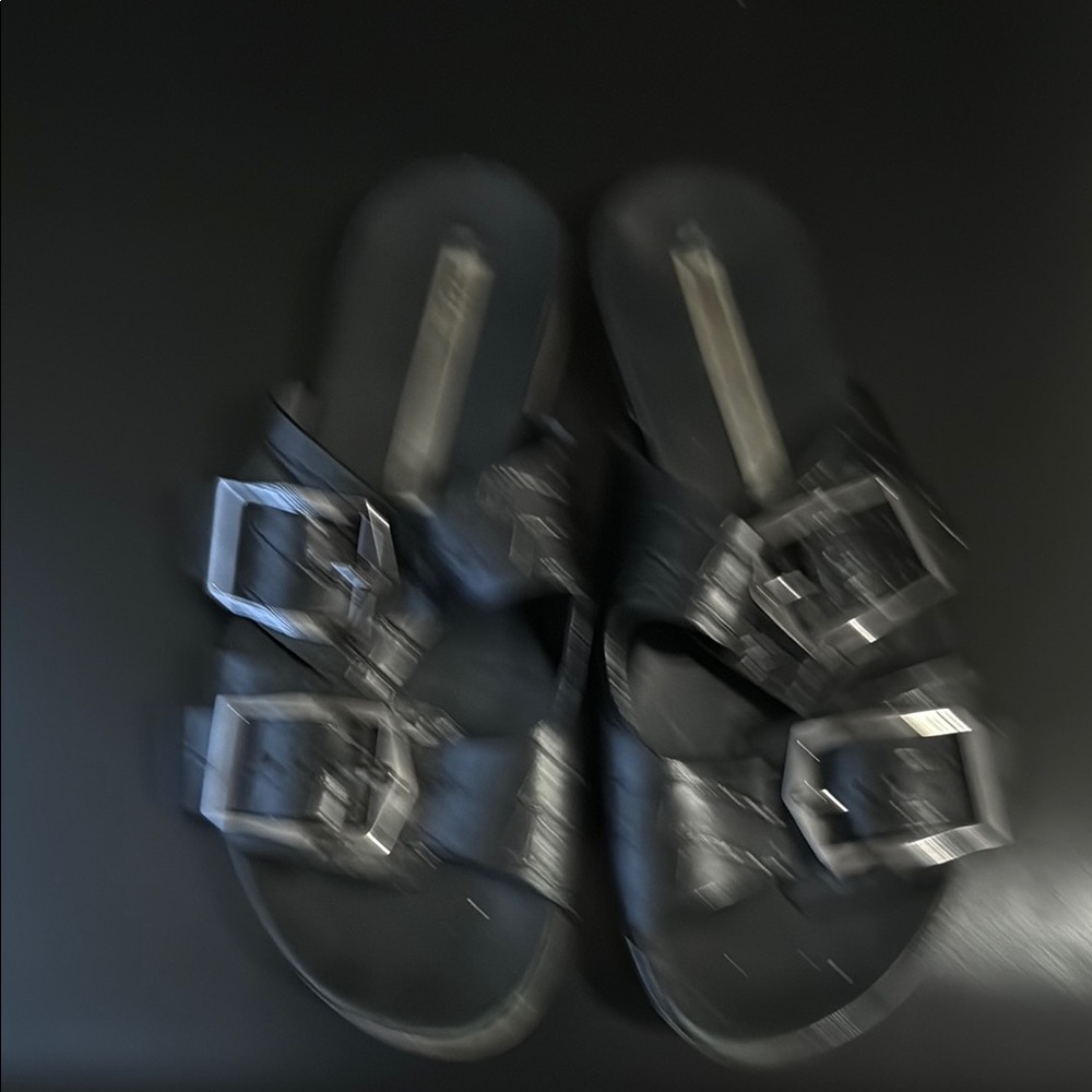 ANTONIO MELANI Black Double-Strap Sandals